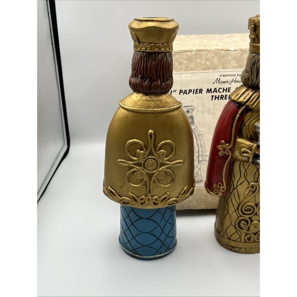 Vintage Creations by Manor House 11" Papier Mache Candle Holders Three Kings 3 - Picture 4 of 16